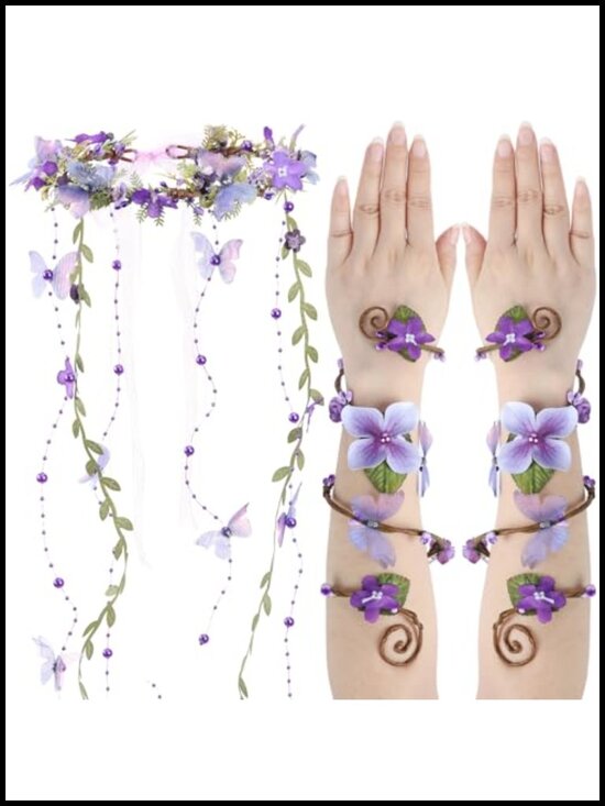 Fairy Crown with Arm Wraps 3 Pcs Costume Accessory Set Adult main image 4